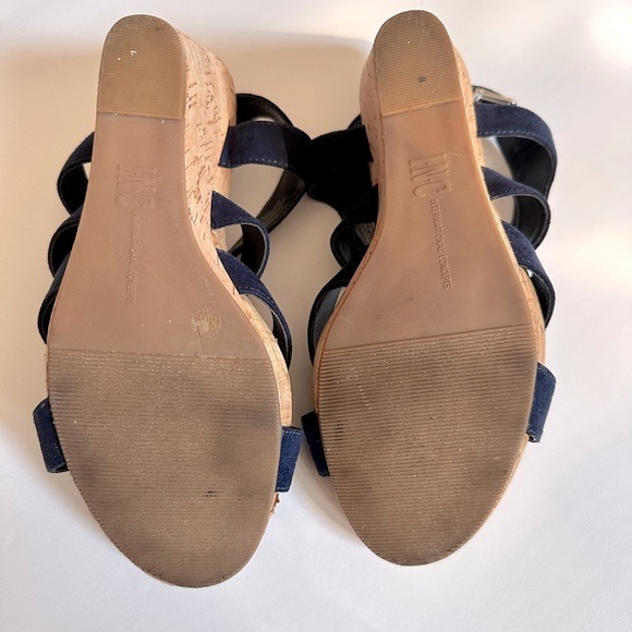 INC International Concepts Size 8 Navy Blue Landor Wedge Sandal - Picture 5 of 8